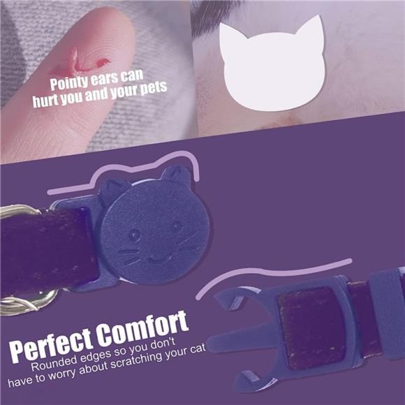 Soft Velvet Safe Cat Collars for Girl Cats -2 Pack Rhinestones Bling Diamante - Picture 3 of 6